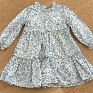 Stitchy Fish Toddlers Blue Floral Long-Sleeve Tiered Dress